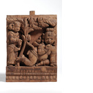 Der Knabe Krishna als ButterdiebSchnitzerei für einen Tempelwagen
